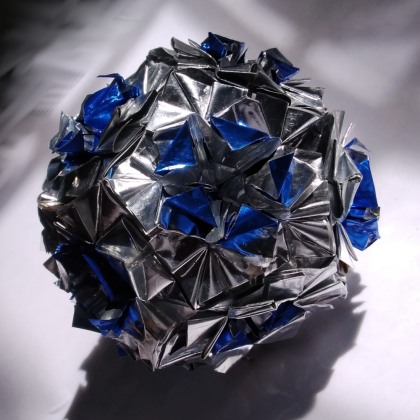 Blue diamond ball origami