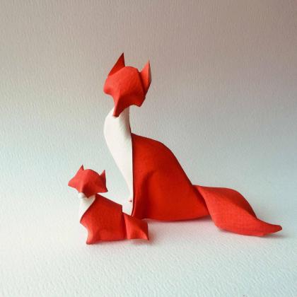 Foxes - Paper sculpture.