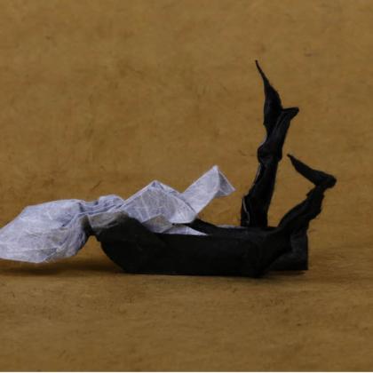 “Squirrel on a Log” folded and staged by JC Nolan, photographed by Mike Lloyd Photography - diagrams available in Creating Origami by JC Nolan