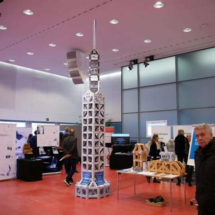 Modular origami tower, height 5.2 m