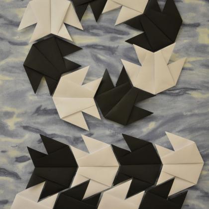 Escher Fish tessellation - inspired by the work of MC Escher.This piece wasmade for an exhibition at the Nature In Art Museum in 2018