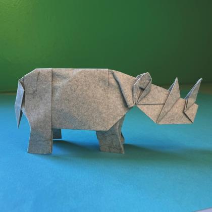 Photo of Rhinoceros from my book, Origami Symphony No. 10.