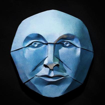 Origami mask resembling the moon